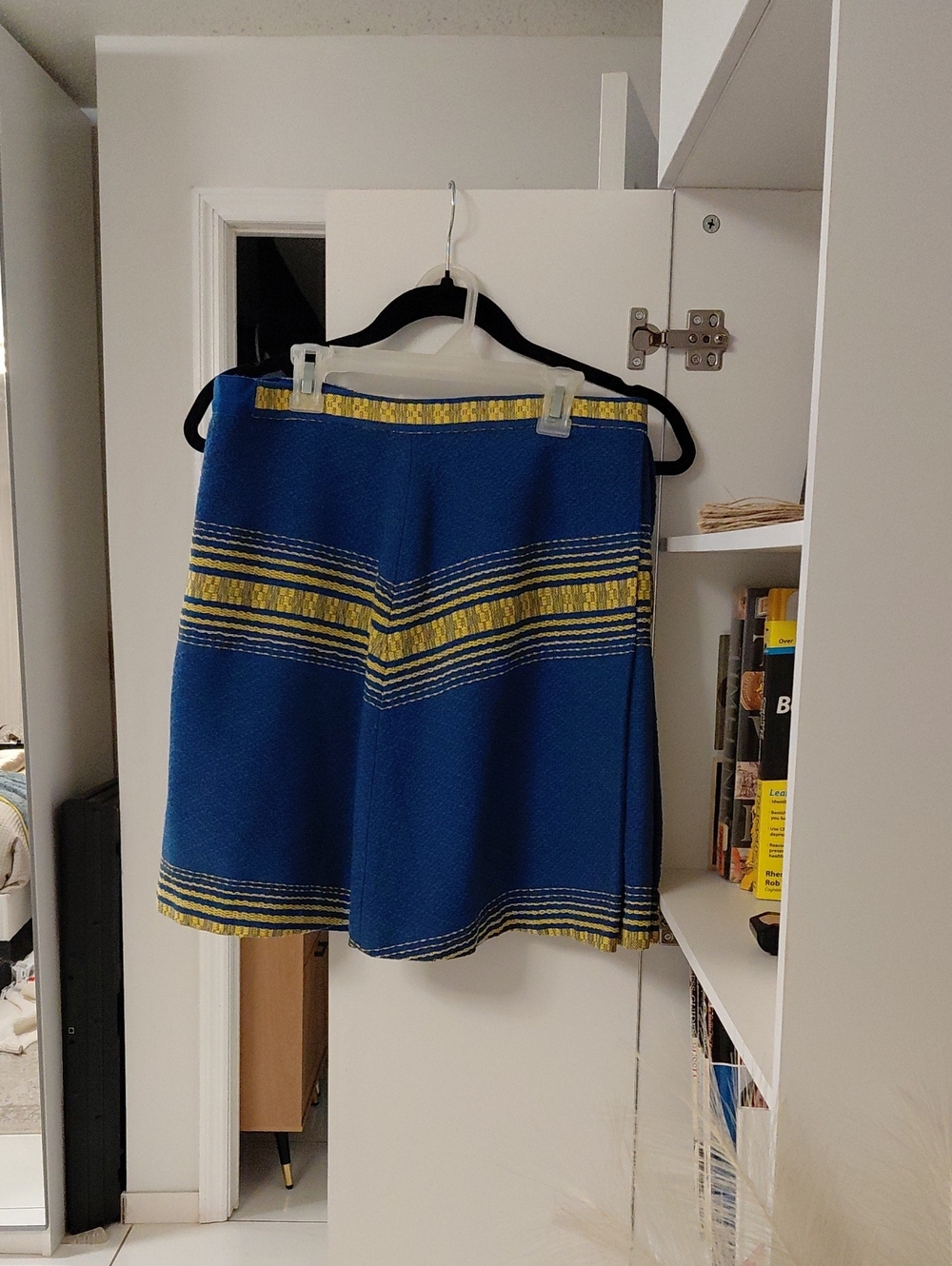 Alice + Olivia Cobalt Blue Skirt with Yellow Accent